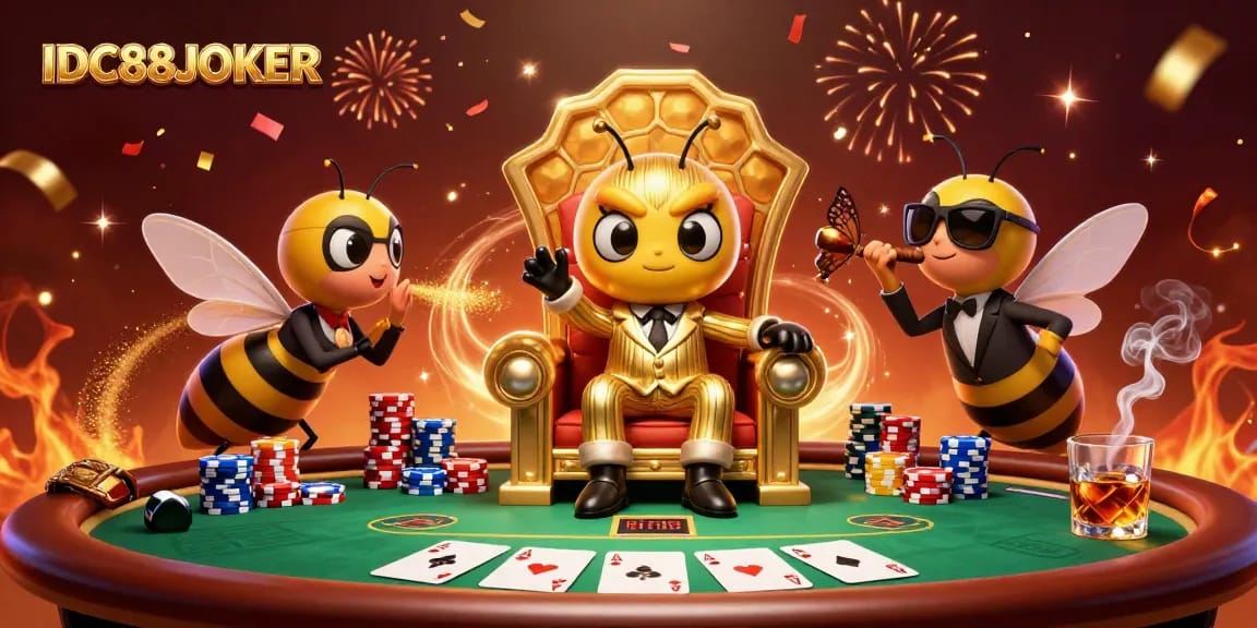 Engage with the dynamic gaming experience at IDC88JOKER, showcasing winning poker strategies and vibrant casino visuals.