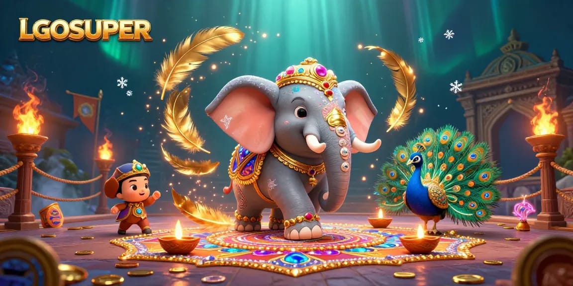 Experience thrilling wins with LGOSUPER's vibrant casino world in this captivating 3D illustration.
