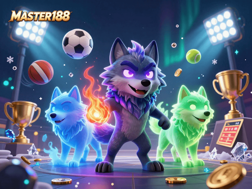 Experience thrilling sports betting at MASTER188 with ghostly wolf leaders and dynamic game elements.