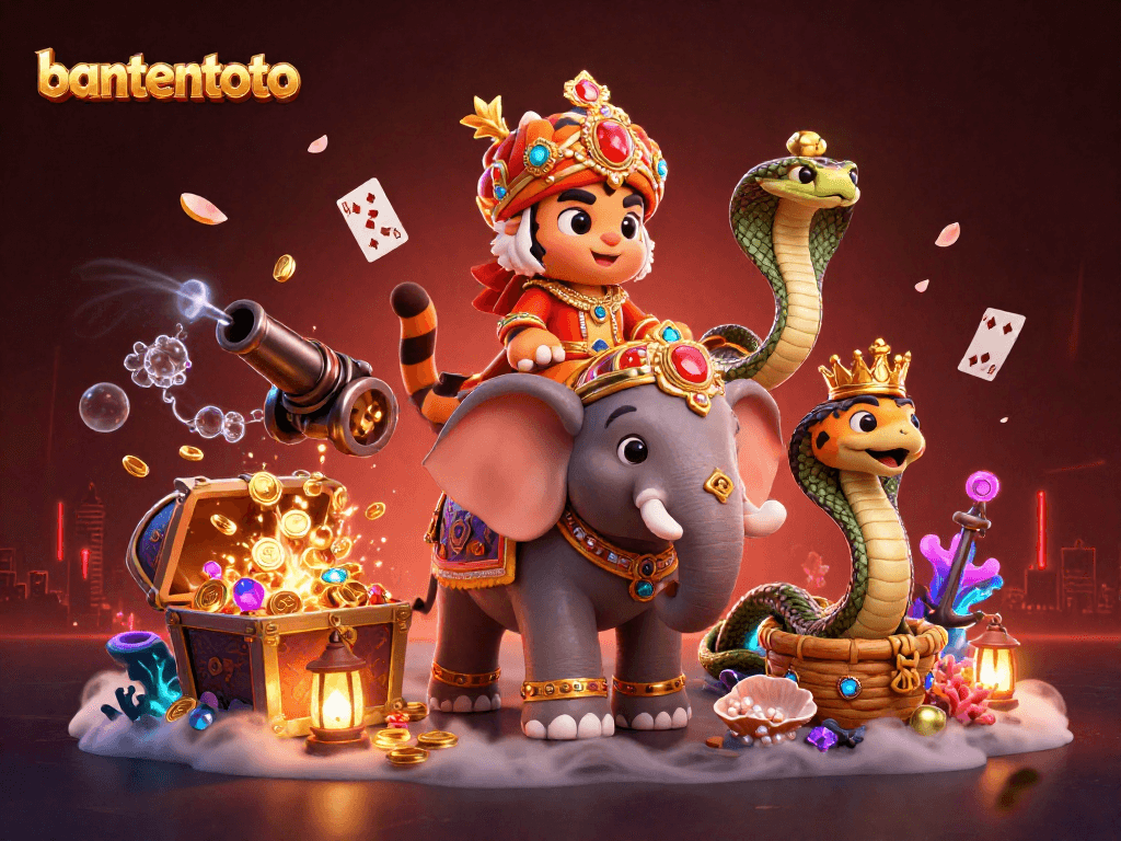 Mengakses pengalaman bantentoto dengan ilustrasi fitur menarik dari mahkota rubi raja harimau dan aksesoris berdimensi tinggi.