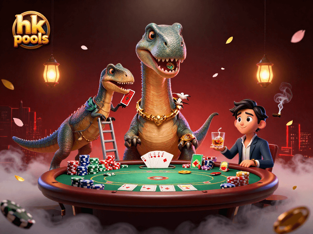 Bermain hk pools dengan brontosaurus dan raptor di kasino yang penuh warna.