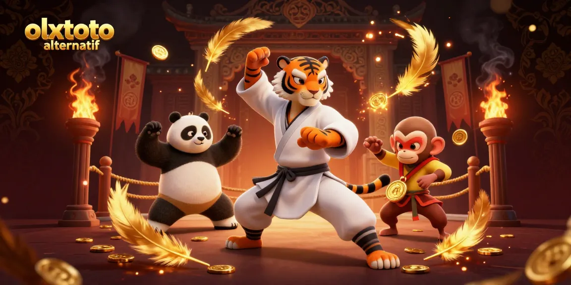 Engage with the thrilling olxtoto alternatif adventure featuring a kung fu tiger and companions in a vibrant casino arena.