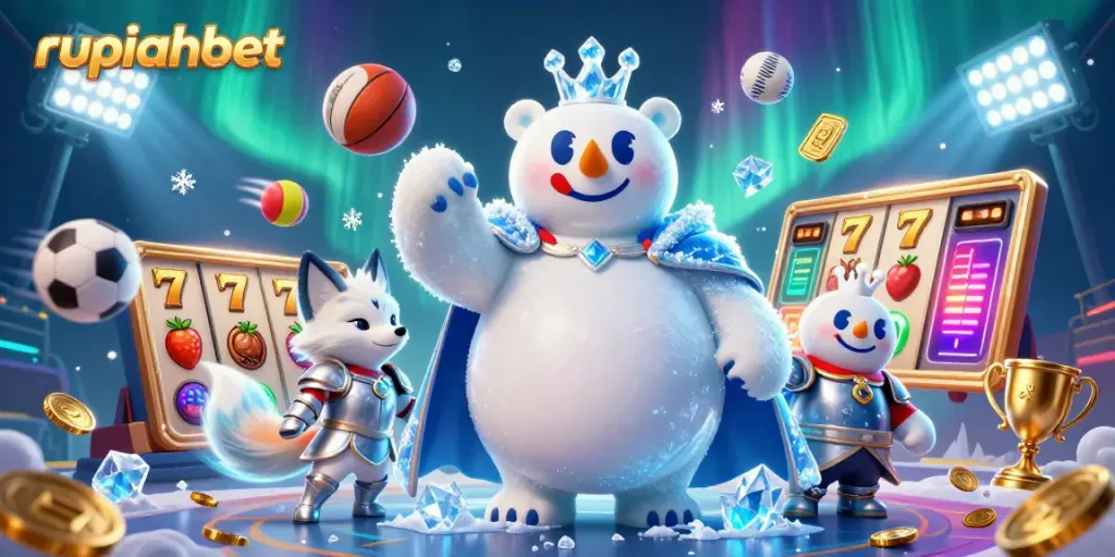 Experience the excitement with rupiahbet as polar bear kings and icy companions celebrate winnings!