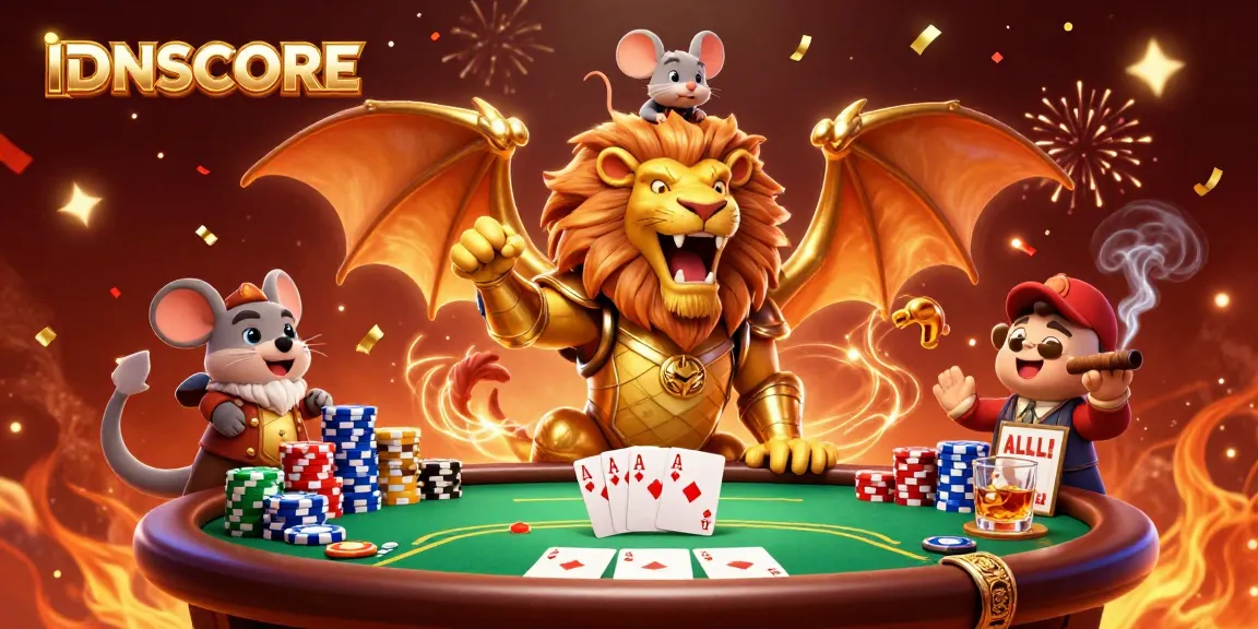 Experience thrilling gaming at IDNSCORE with vibrant poker action and a triumphant chimera!