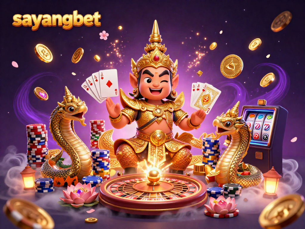 Engage with the thrilling world of sayangbet, showcasing vibrant casino elements and enchanting characters in a dynamic 3D scene.