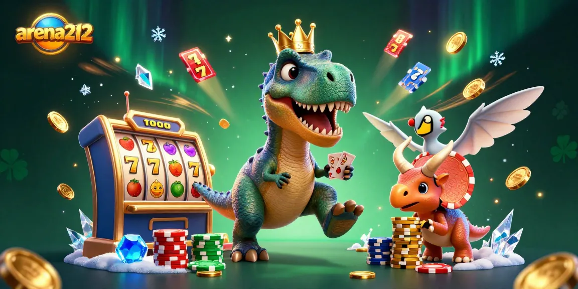 arena212 menawarkan pengalaman bermain game judi dengan dinosaurus lucu dan simbol slot yang menarik.