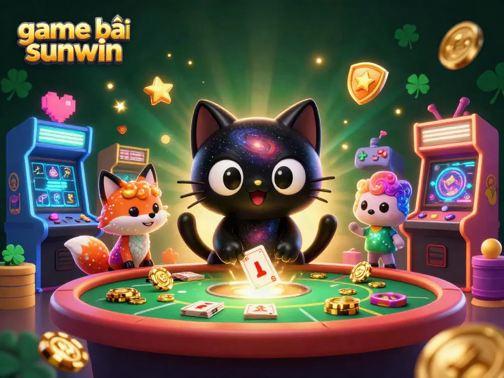 Experience thrilling gameplay at game bài sunwin with a cosmic casino scene filled with vibrant characters and elements.