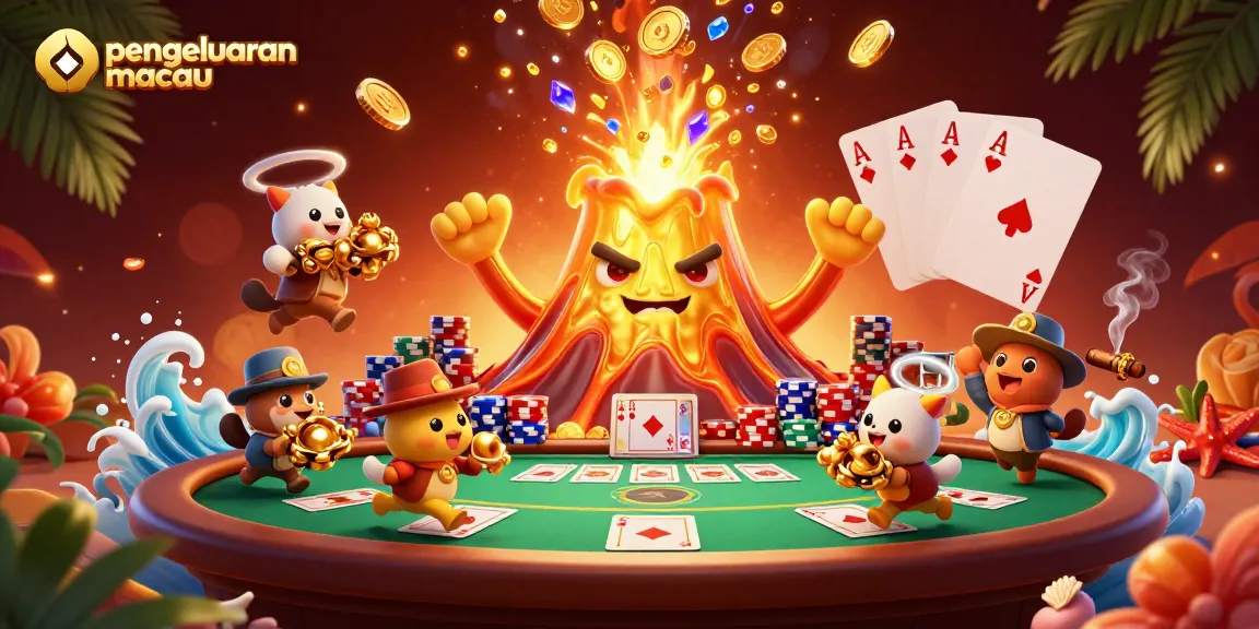 Mengamankan pengeluaran macau untuk pemain dengan ilustrasi kasino menggiurkan penuh dengan koin dan harta karun.