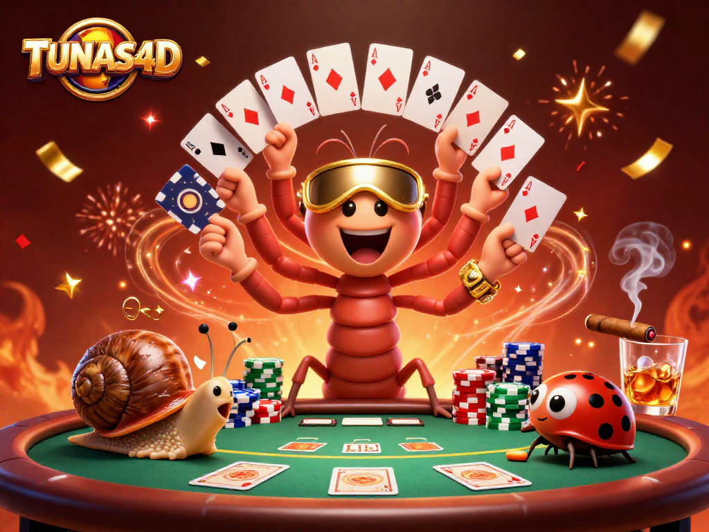 TUNAS4D showcases an engaging scene with vibrant characters and gambling elements in a thrilling online casino atmosphere.