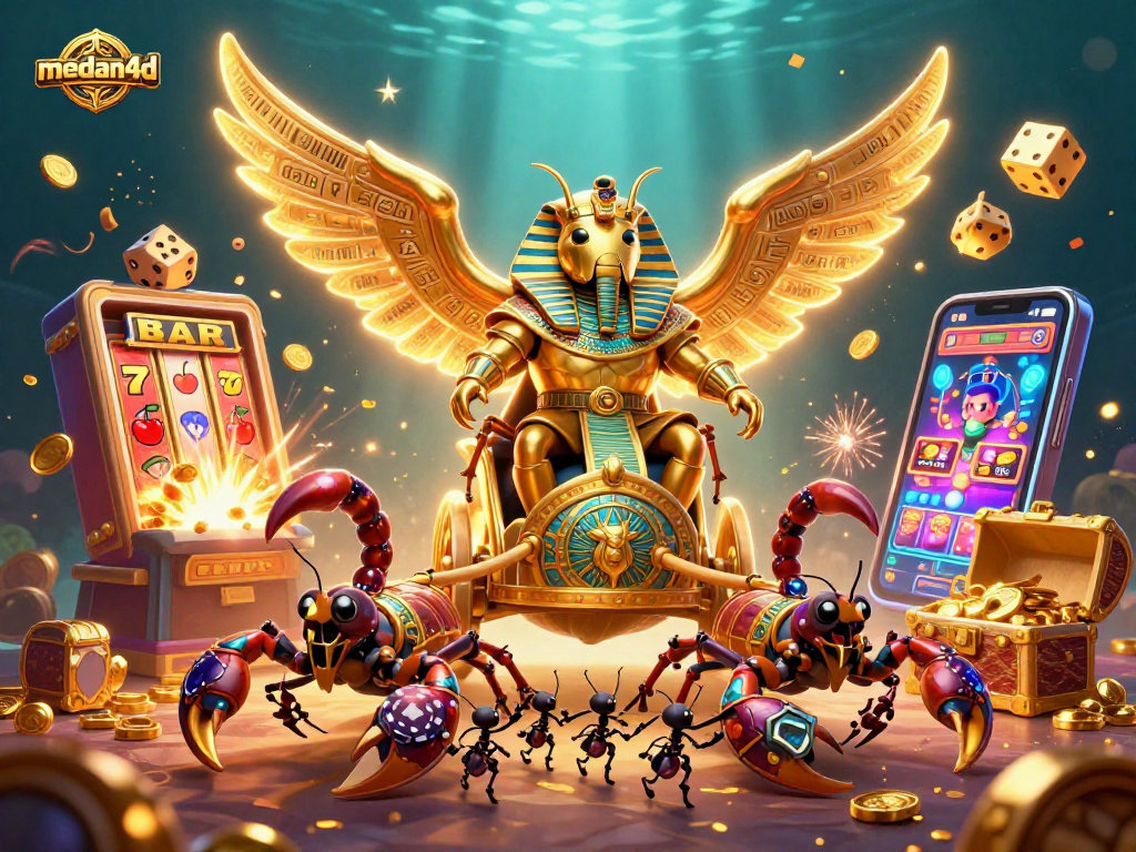 Menangkan permainan di medan4d dengan ilustrasi kasino 3D menakjubkan dan elemen jackpot menarik.