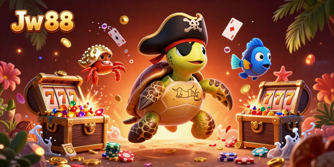 Engage in thrilling games at Jw 88 with vibrant, cartoon-themed underwater casino illustration.