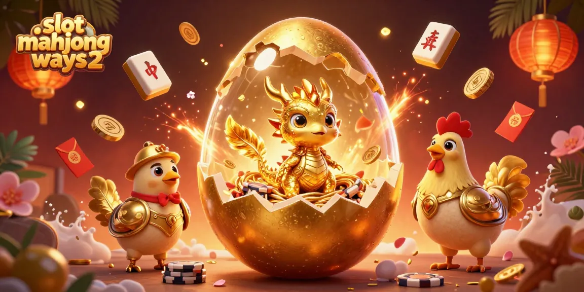 Experience the thrill of slot mahjong ways 2 in this vibrant 3D illustration with gold dragon and festive elements.