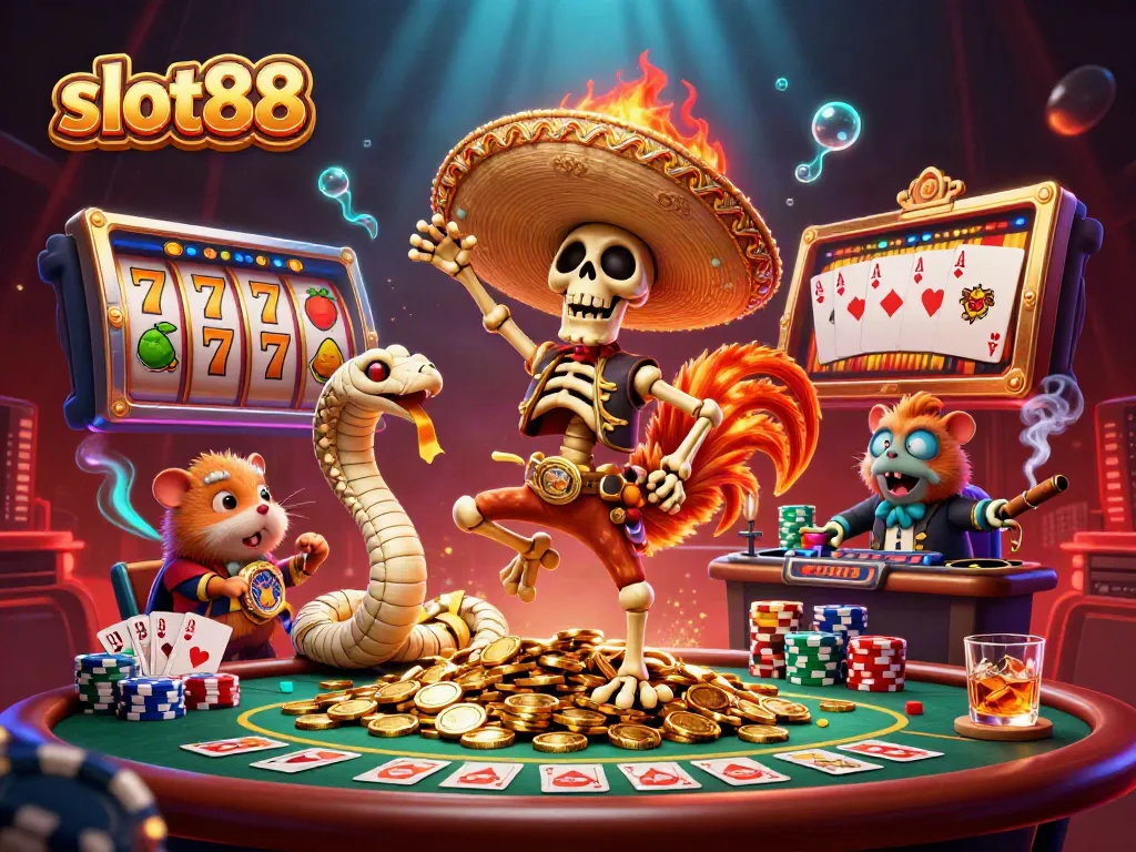 Engage with slot88 action in a vibrant casino scene featuring animated characters and dynamic game elements.