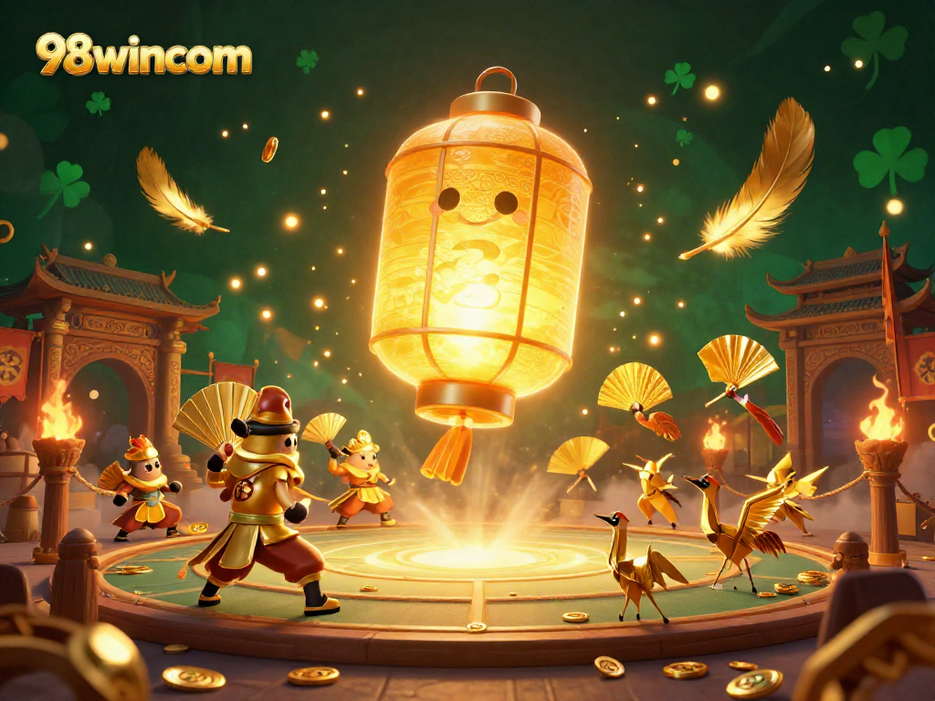 Engage in thrilling games with 98wincom at this vibrant night market casino scene.