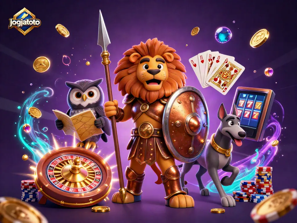 Experience the thrill of jogjatoto casino with dynamic characters and vibrant gaming elements.