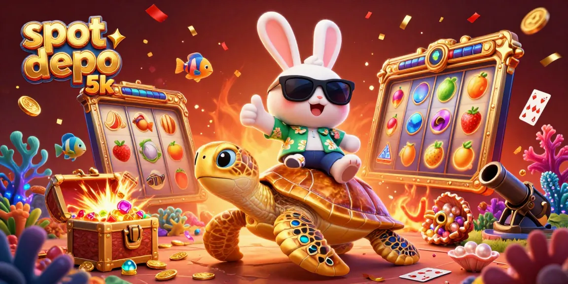 Play exciting games with slot depo 5k while enjoying a vibrant casino scene full of winning elements.
