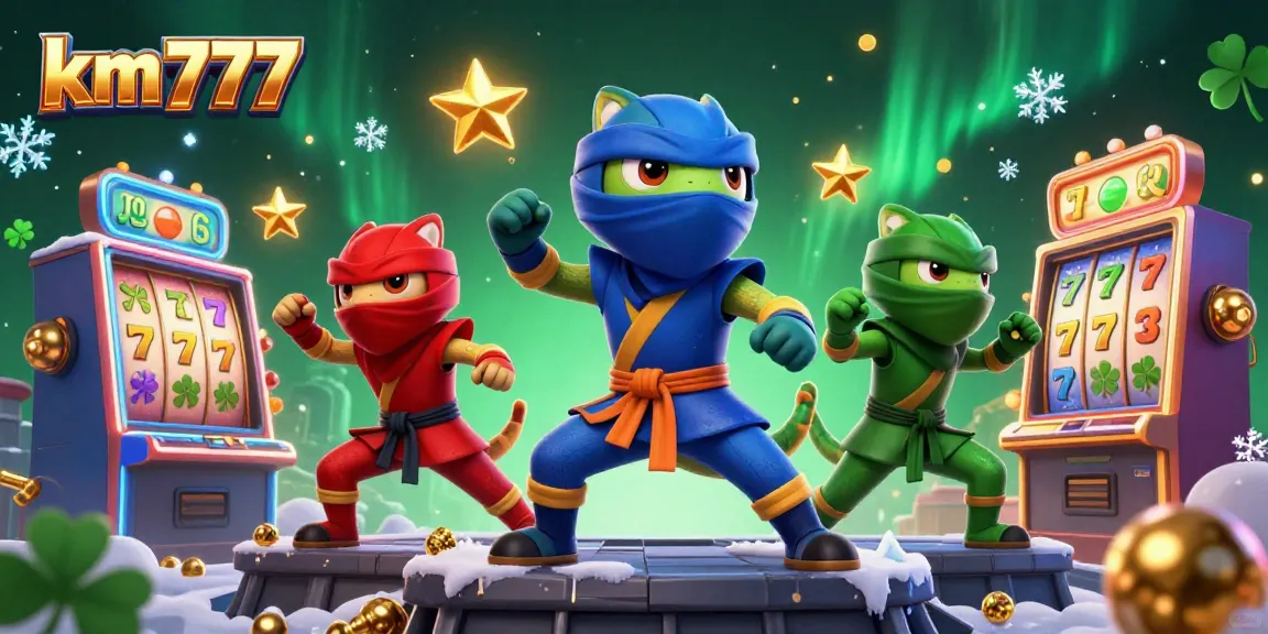 Engage with km777's thrilling online casino adventures featuring colorful ninja chameleons and dynamic slot machines.
