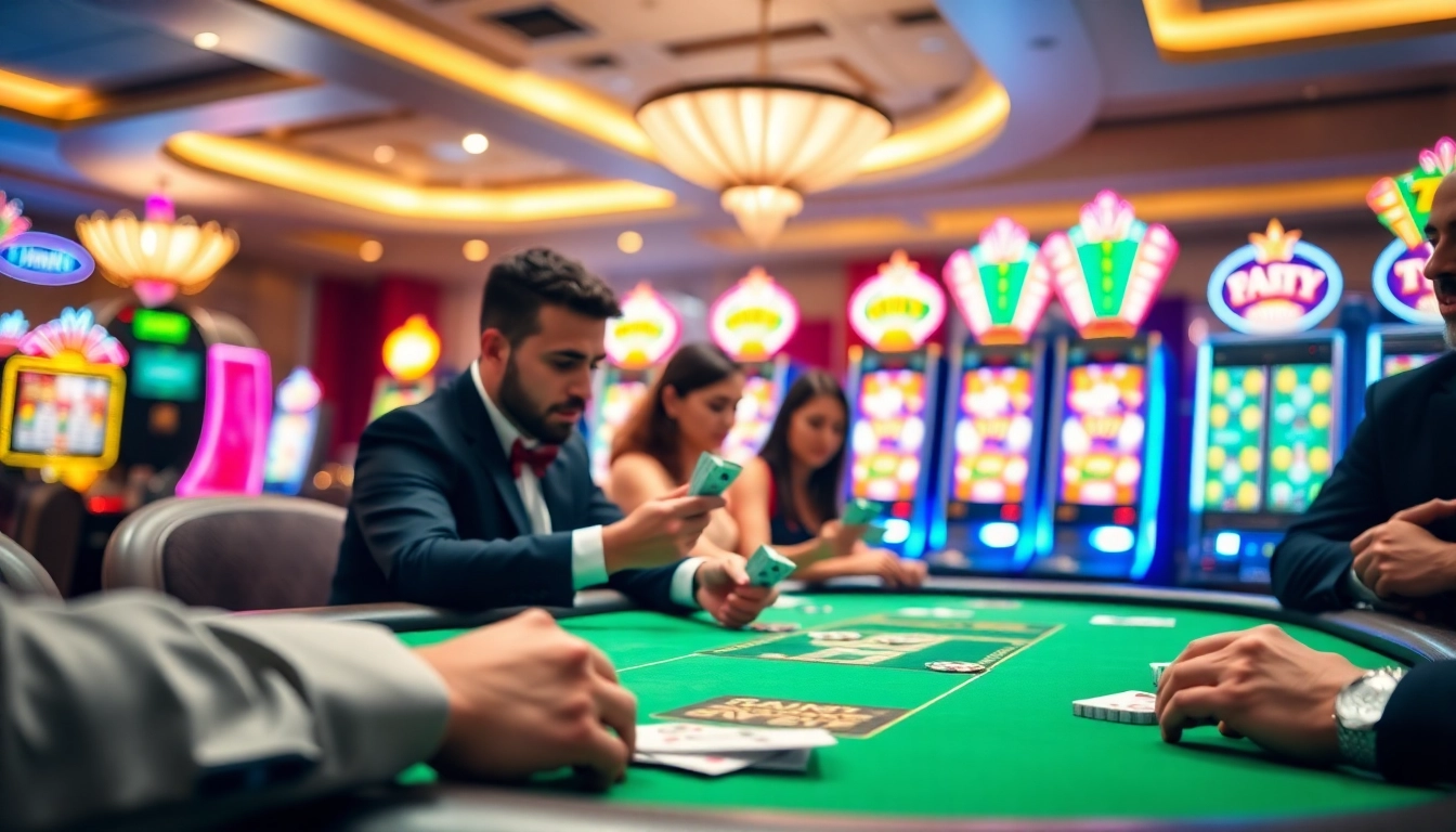 Bandartoto poker action with players in a lively casino setting.