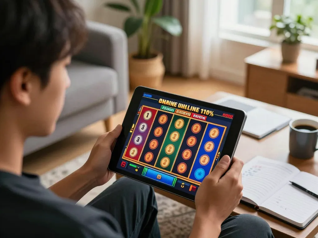 Experience online gaming with Bonus garansi kekalahan 100% in a cozy home setup.