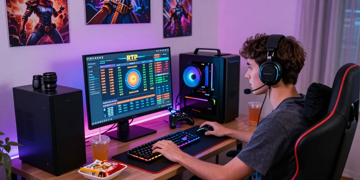 Penggemar bermain di meja gaming lengkap dengan yumetoto link dan suasana nyaman.