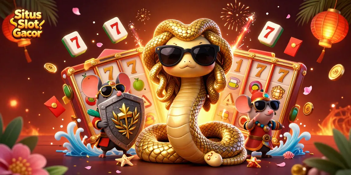 Situs Slot Gacor menghadirkan ilustrasi kasino 3D yang menampilkan Medusa dan elemen slot untuk pengalaman bermain yang memikat