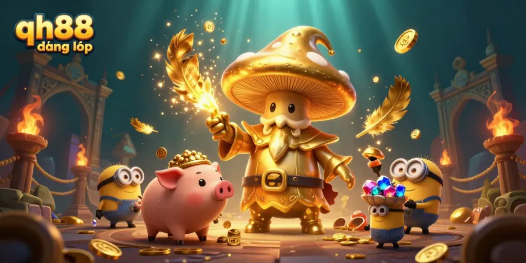 Experience the thrill with qh88 đăng nhập as a golden wizard and friends conjure treasures.