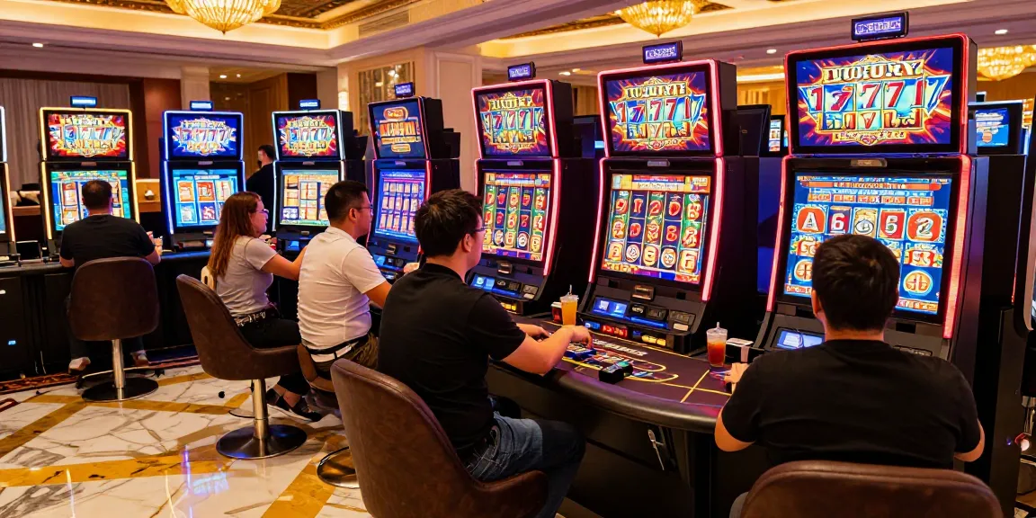 Permainan slot LUXURY777 di kasino mewah dengan pencahayaan menggoda.