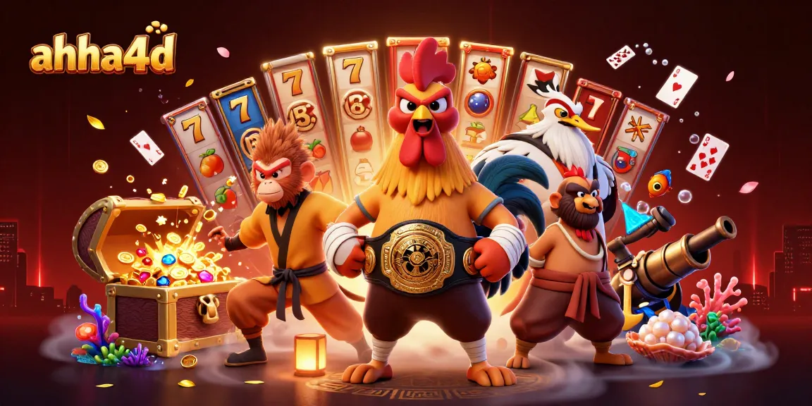 Engage with ahha4d's vibrant 3D illustration promoting exciting slot gaming action.