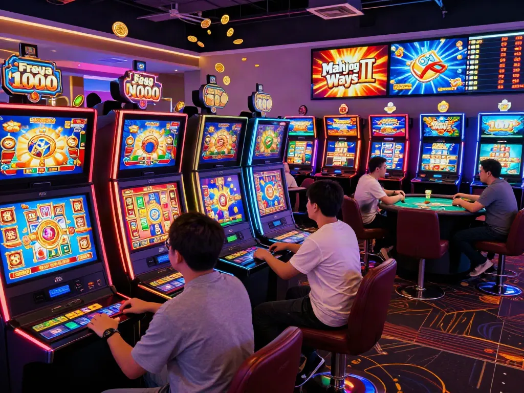 Permainan slot menarik di kingliga dengan pemain berinteraksi dan atmosfer ceria.