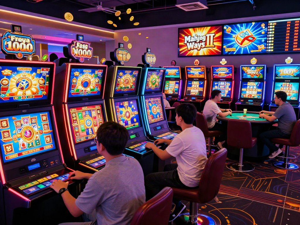 Permainan slot menarik di kingliga dengan pemain berinteraksi dan atmosfer ceria.