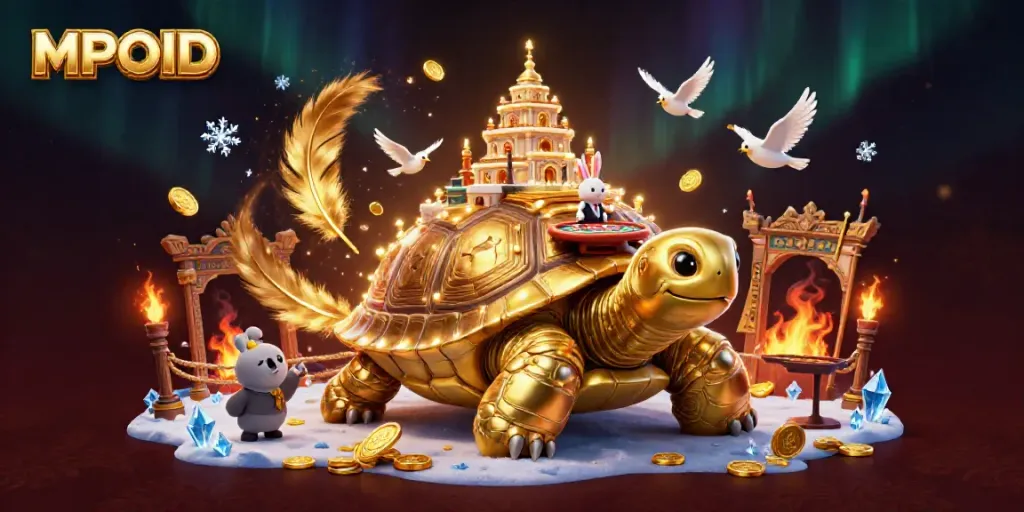 Experience the vibrant MPOID casino world with a tortoise palace and a rabbit dealer.