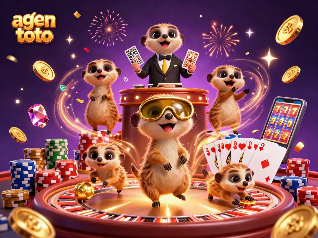 Mengaktifkan agen toto dalam suasana casino yang meriah dengan penguin pengelola chip dan hiasan gemerlap.