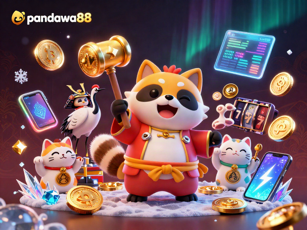 Permainan seru di pandawa88 dengan tanuki bahagia, kucing keberuntungan, dan elemen kasino