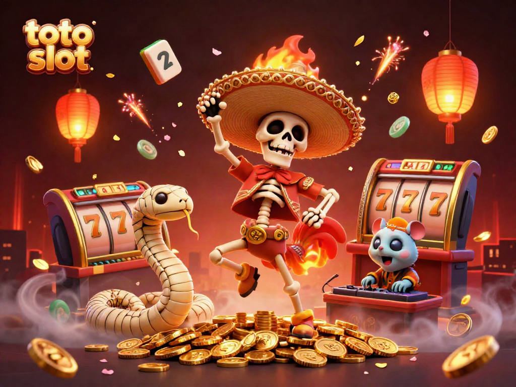 Memainkan slot gacor di toto slot dengan simbol keberuntungan dan pemandangan yang berwarna-warni.
