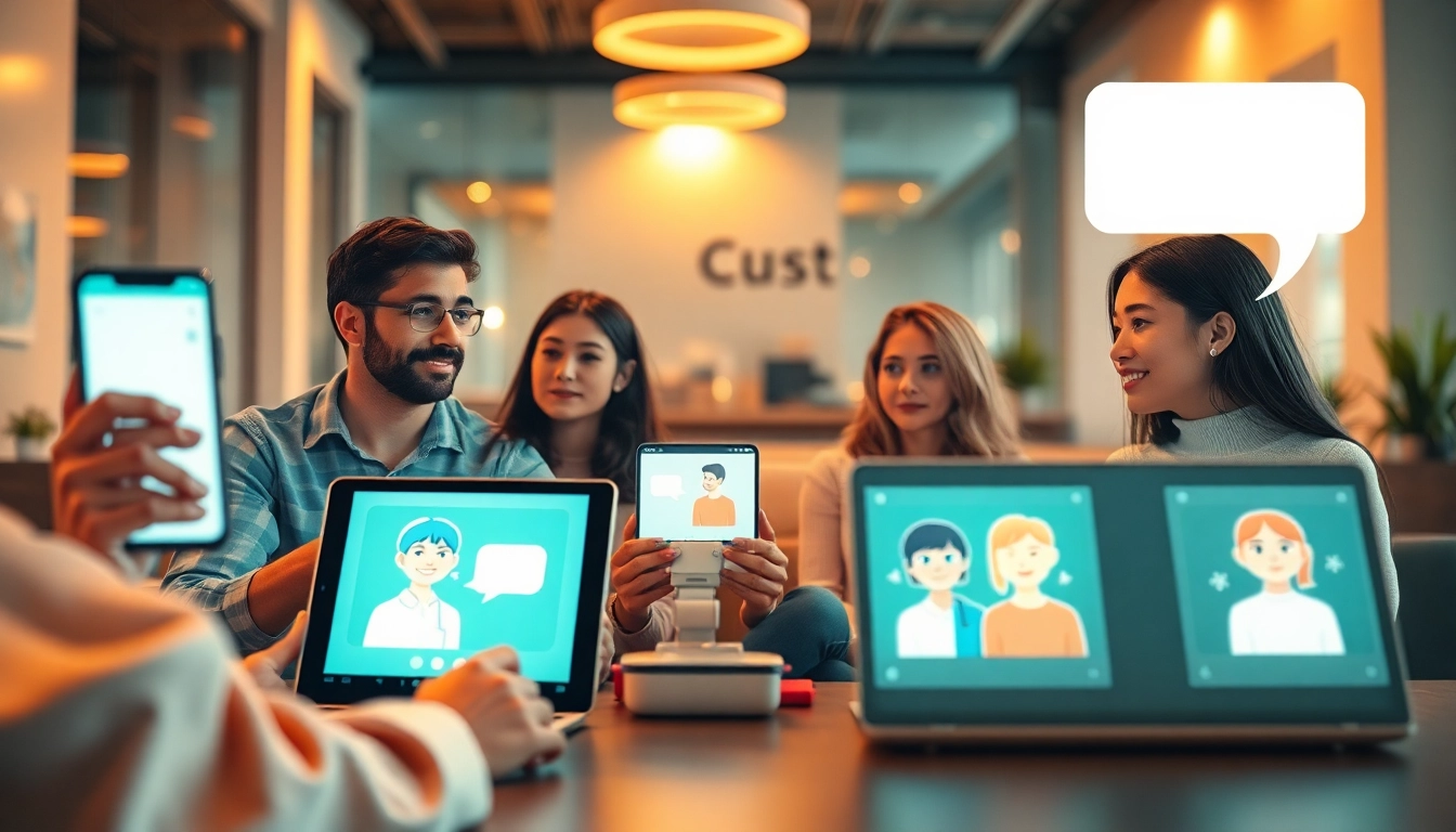 Engaging visual of diverse users interacting with their AI companions, illustrating crush ai technology.