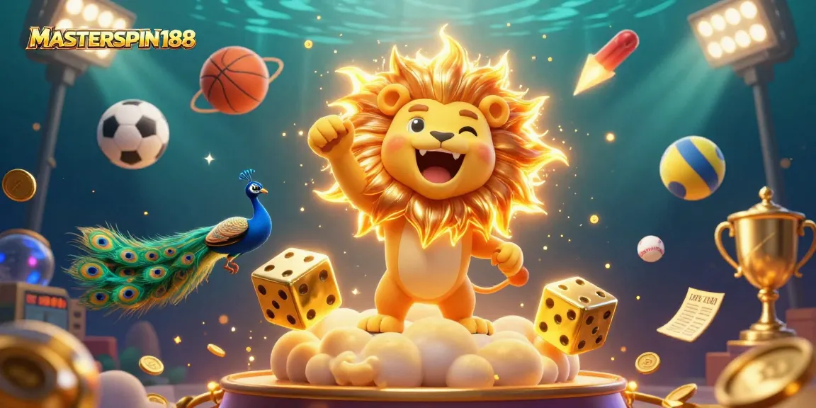 Experience thrilling gameplay with MASTERSPIN188, showcasing a vibrant 3D casino scene bursting with energy.