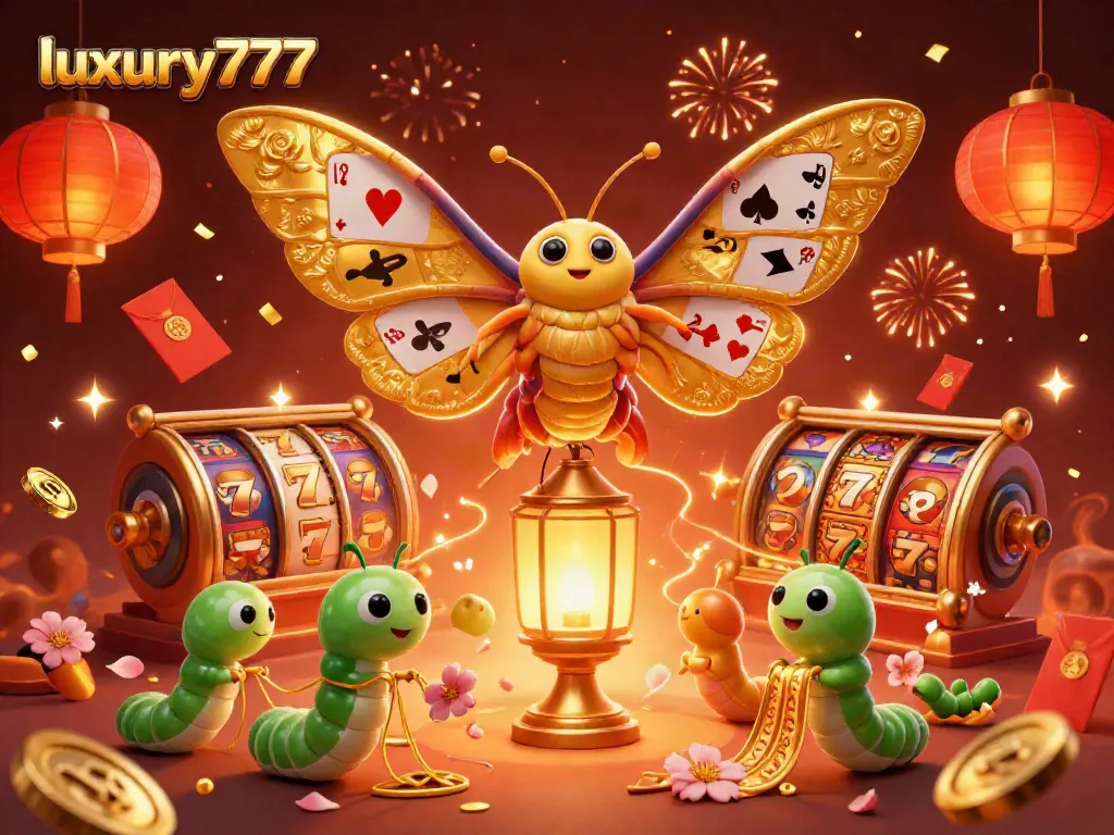 Enjoying luxury777 slots with vibrant golden elements and festive atmosphere in a 3D carnival.