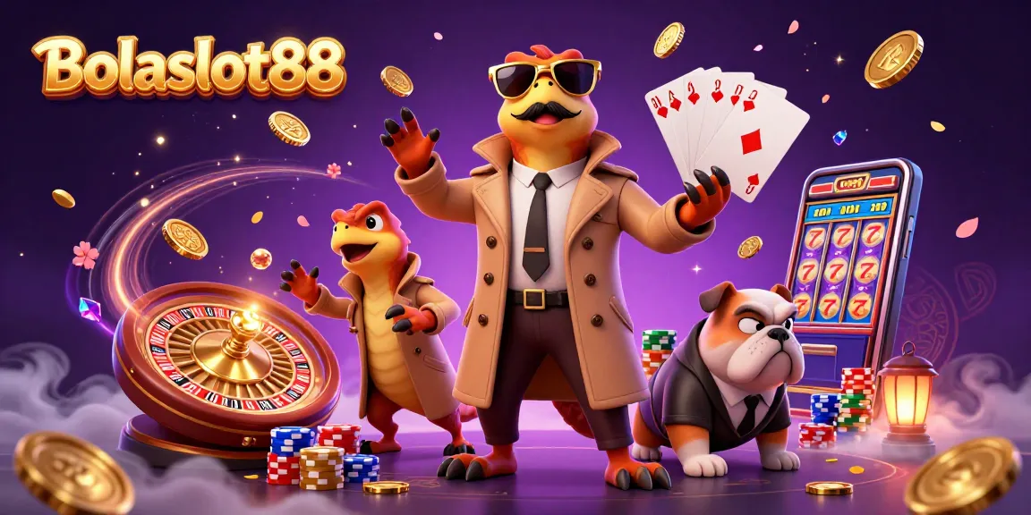 Bolaslot88 features raptors in a trench coat attempting to enter a VIP casino lounge packed with excitement.