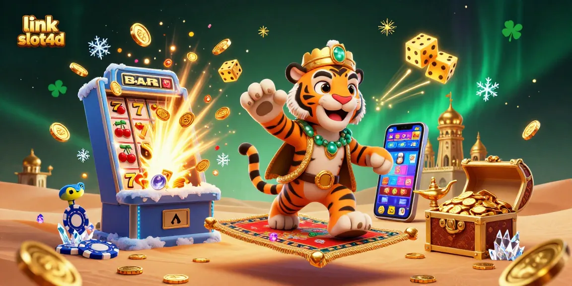 Menangkan jackpot dengan link slot4d dalam ilustrasi 3D menarik bertema kasino.