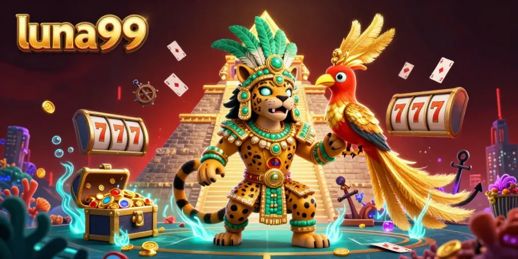 Visualisasi karakter luna99 yang anggun di kasino online dengan slot dan jackpot yang mengagumkan.