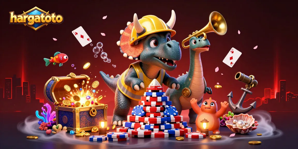 Engage with hargatoto's exciting cartoon characters in a vibrant online casino scene.