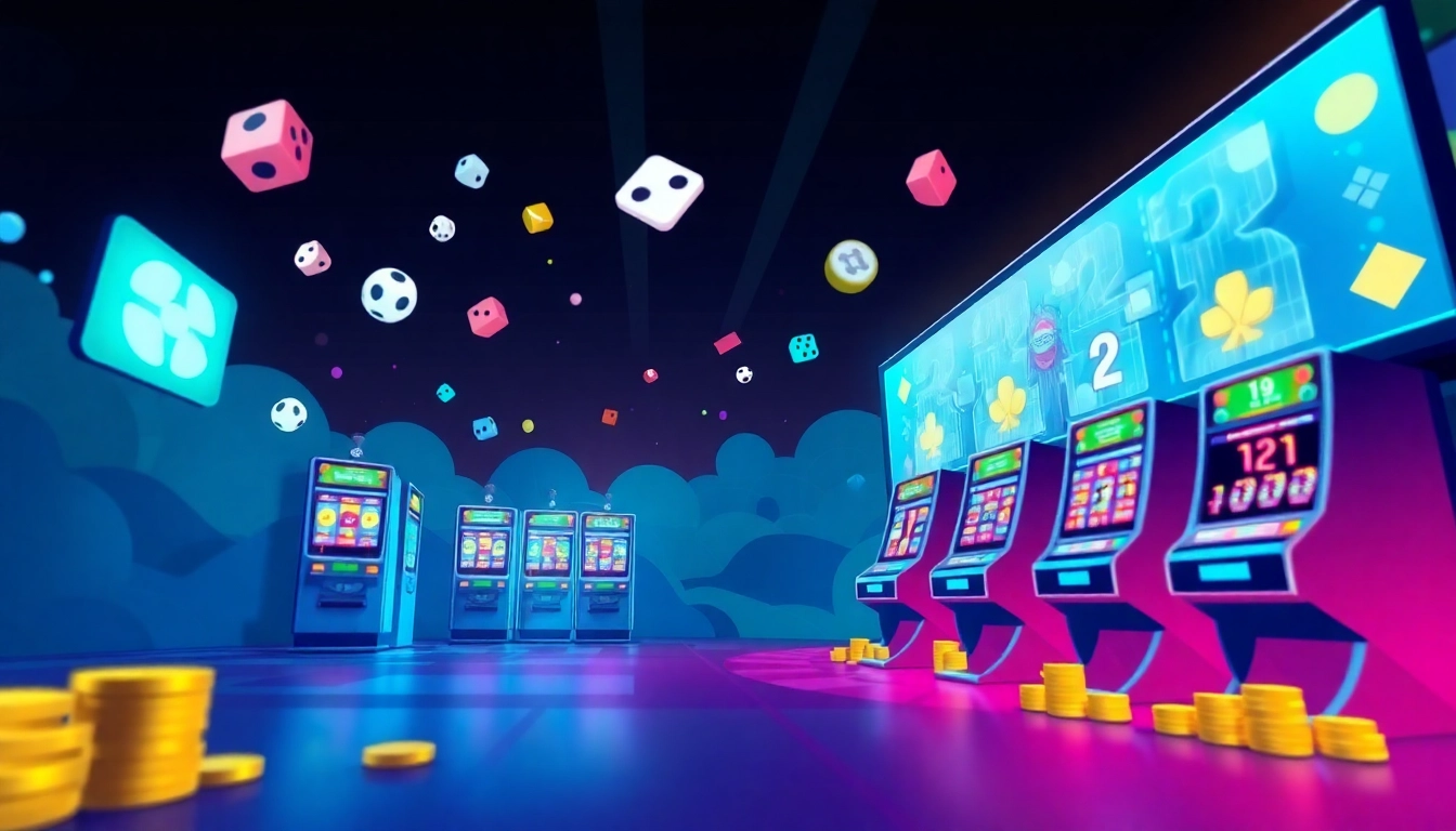 Asupantoto online gaming experience with vibrant digital slots and lottery elements.