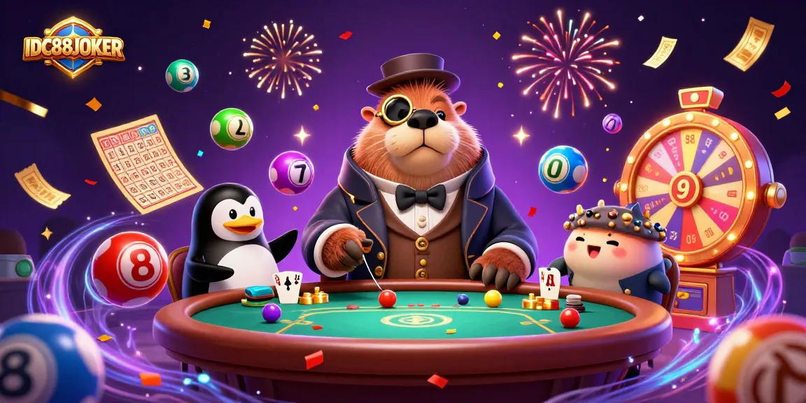 Win big at IDC88JOKER with a festive underwater scene featuring a jolly walrus poker player.