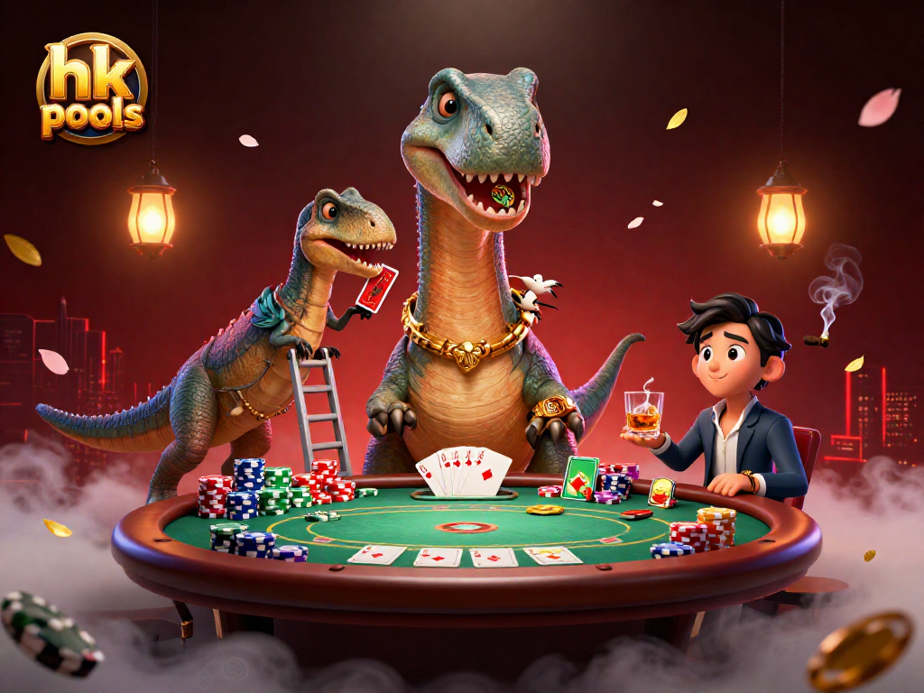 Bermain hk pools dengan brontosaurus dan raptor di kasino yang penuh warna.