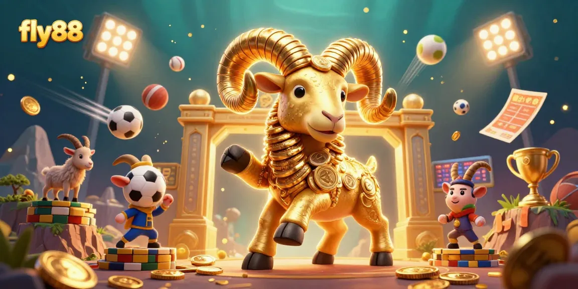 Experience thrilling gameplay with fly88 as golden ram charges through a vibrant casino scene.
