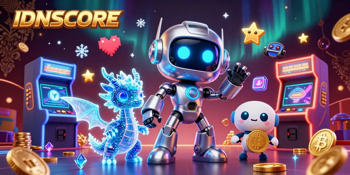 Join the IDNSCORE experience with vibrant gaming action and dynamic characters in a colorful casino setting.