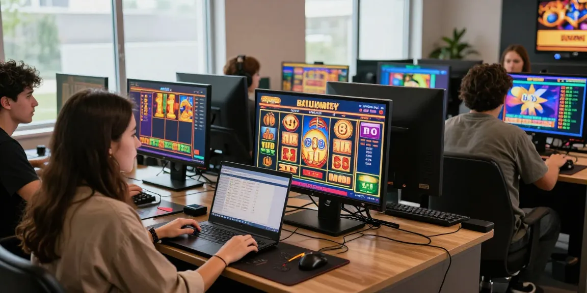 Pengalaman bermain game slot online nagahitam303 login dengan pemain merayakan kemenangan di komputer mereka.