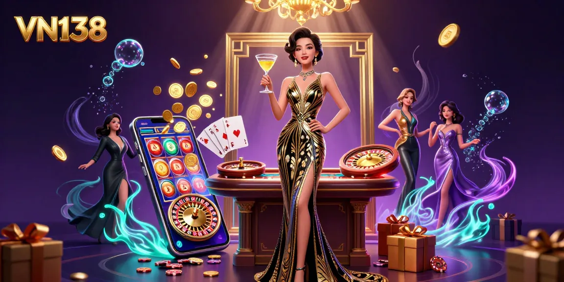 Experience thrilling betting action at VN138 with a glamorous casino scene.