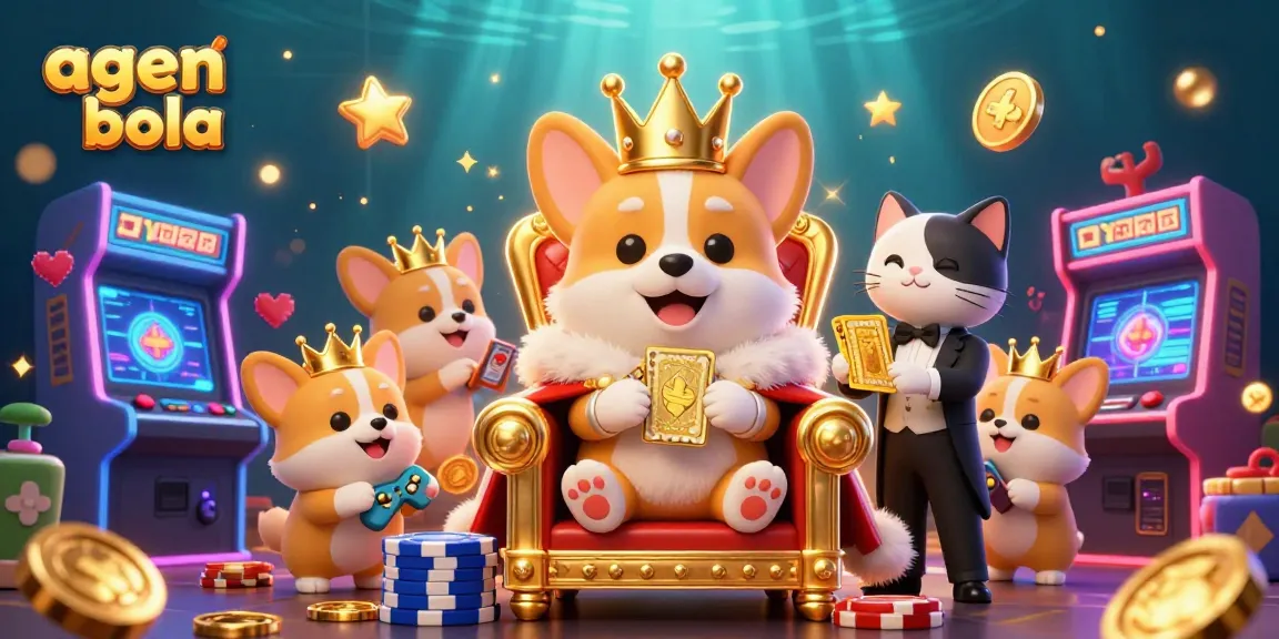 Experience thrilling agen judi bola actions with royal corgi, cat butler, and vibrant game elements.