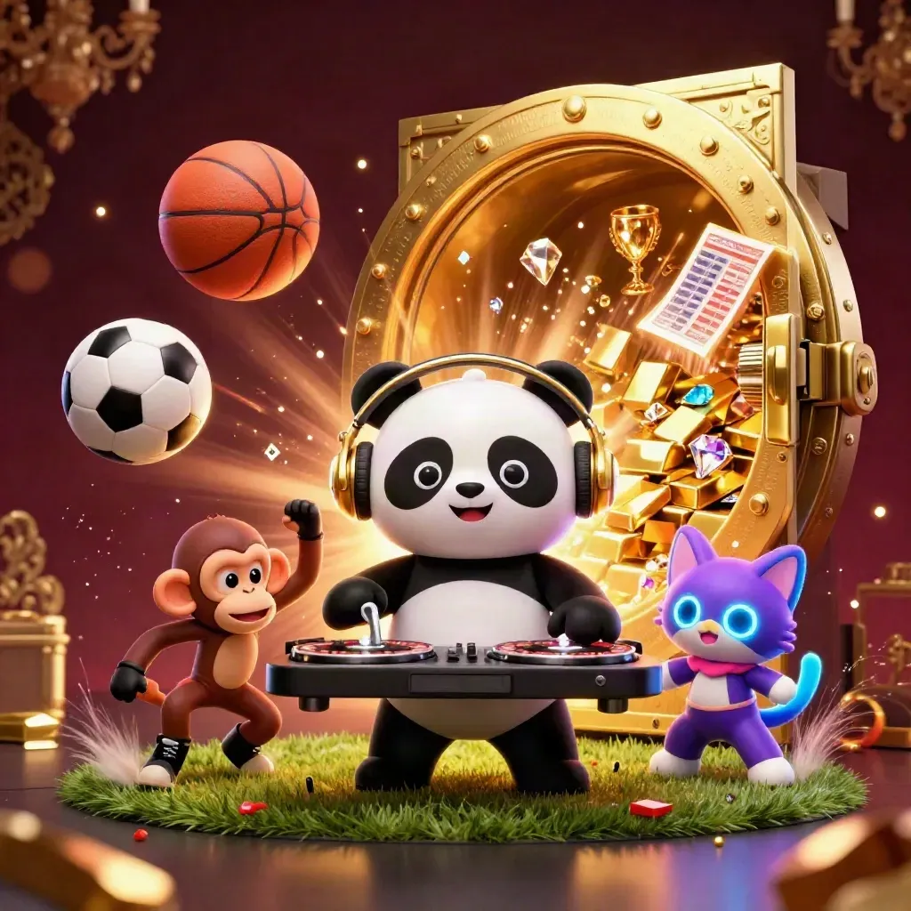 Panda DJ, monyet breakdance, dan kucing rave di ledakan bola dan emas kasino.